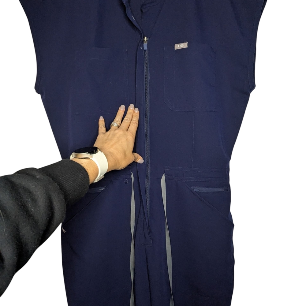 Figs Women's Navy Jumpsuit with Contrast Tie - Picture 6 of 16